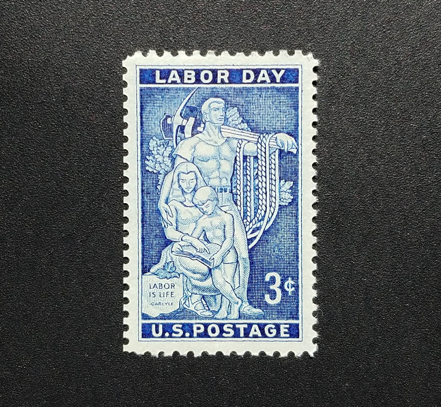 Five (5) vintage unused postage stamps - Labor Day // 3 cent stamps // face value 0.15