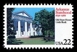 Ten (10) vintage unused postage stamps - Arkansas // 22 cent stamps // Face value 2.20
