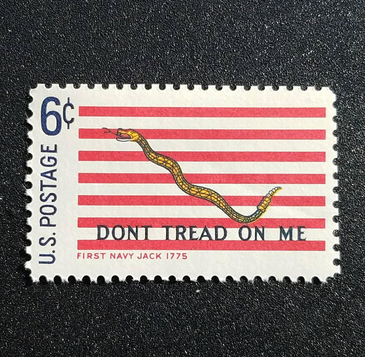 Five (5) vintage unused postage stamps - First Navy Jack // 6 cent stamps // face value 0.30
