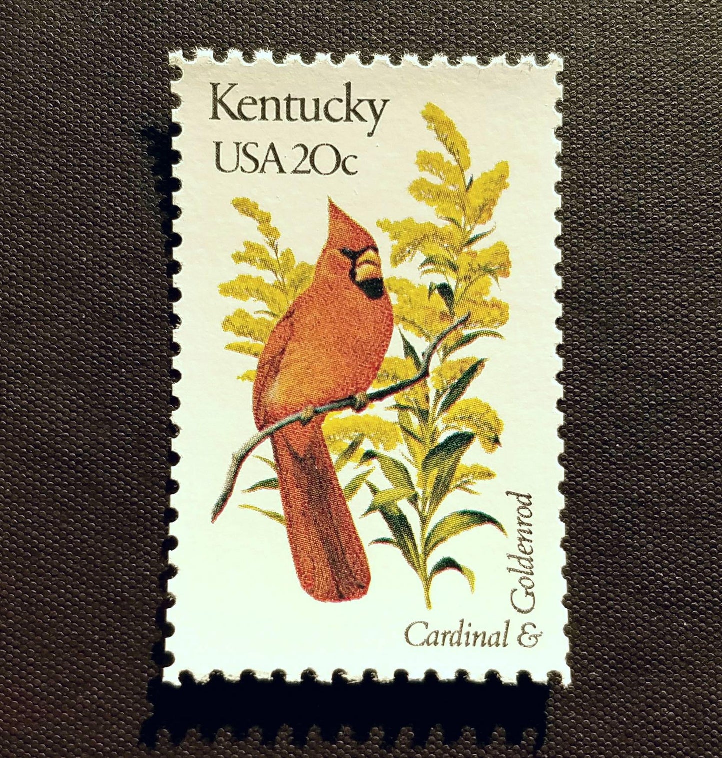 Five (5) vintage unused postage stamps - Kentucky state bird and flower // 20 cent stamps // Face value 1.00
