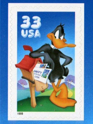Ten (10) vintage unused postage stamps - Daffy Duck // 33 cent stamps // Face value 3.30