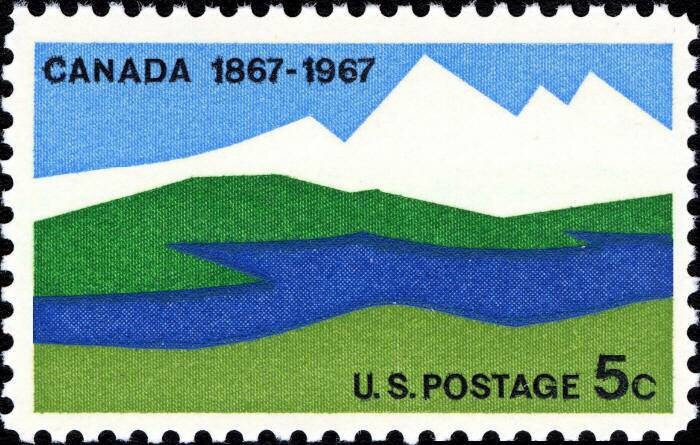 Ten (10) unused vintage postage stamps - Canada 1867-1967 // 5 cent stamps // Face value 0.50