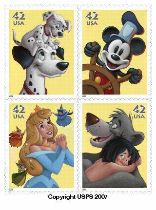 Four (4) unused postage stamps - Disney - Imagination // 42 cent stamps // Face value 1.68