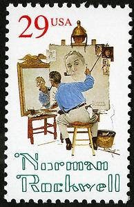 Five (5) vintage unused postage stamps - Norman Rockwell // 29 cent stamps // Face value 1.45