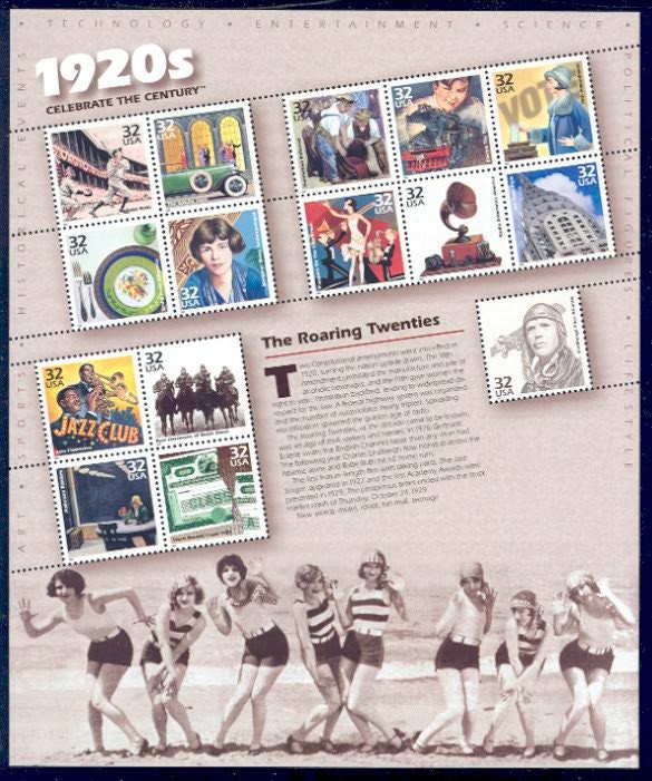 Fifteen (15) unused postage stamps - Celebrate the Century: 1920s // 32 cent stamps // Face value 4.80