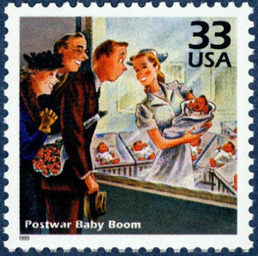 One (1) unused postage stamp - Baby boom // 33 cent stamps // face value 0.33