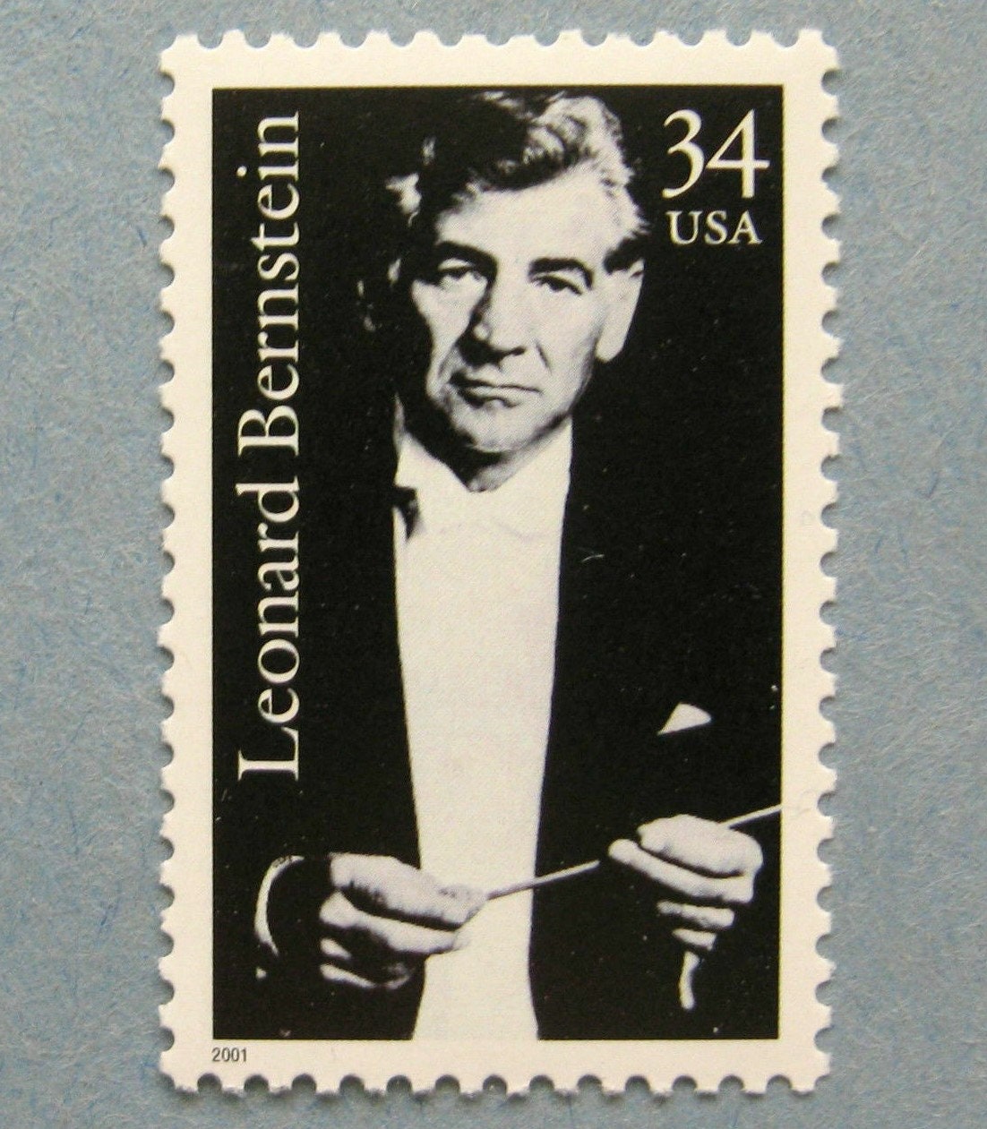 Five (5) vintage unused postage stamps - Leonard Bernstein // 34 cent stamps // Face value 1.70