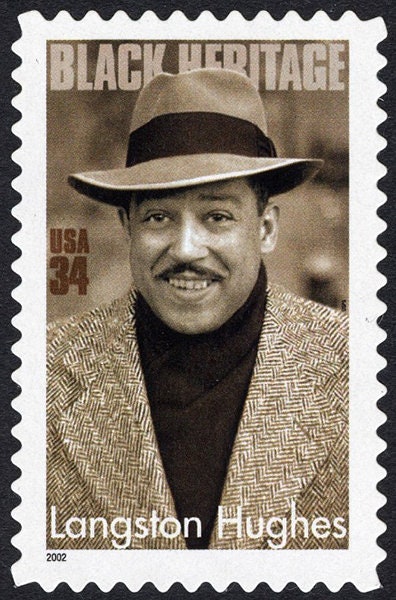 Five (5) vintage unused postage stamps - Langston Hughes // 34 cent stamps // Face value 1.70