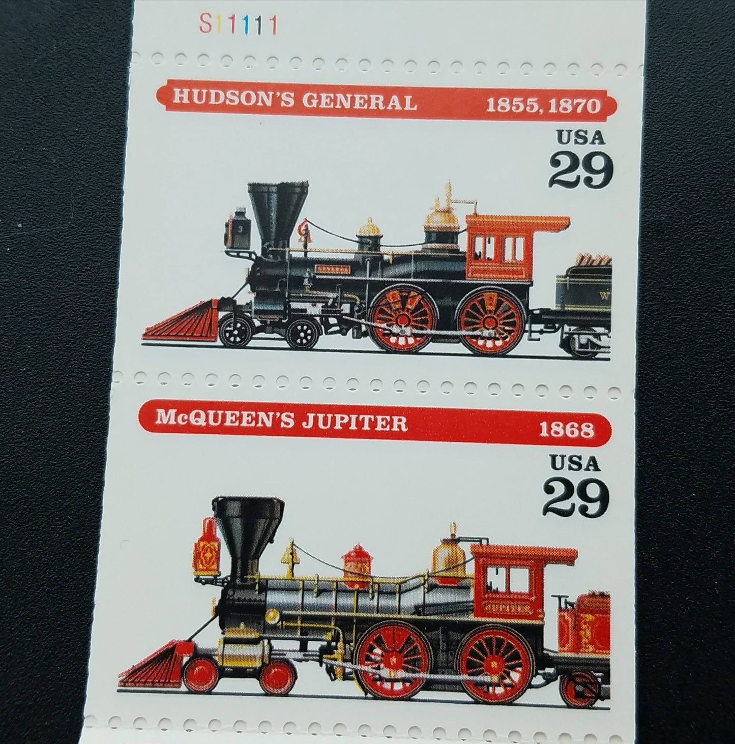 Five (5) vintage unused postage stamps - Locomotives // 29 cent stamps // face value 1.45