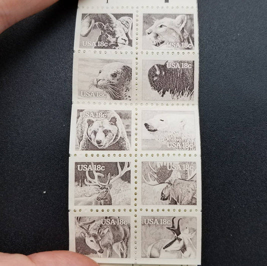 Ten (10) vintage unused postage stamps - American wildlife // 18 cent stamps // face value 1.80