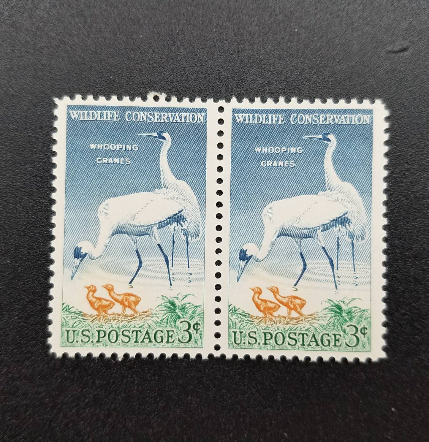 Five (5) vintage unused postage stamps - Wild Cranes // 3 cent stamps // face value 0.15