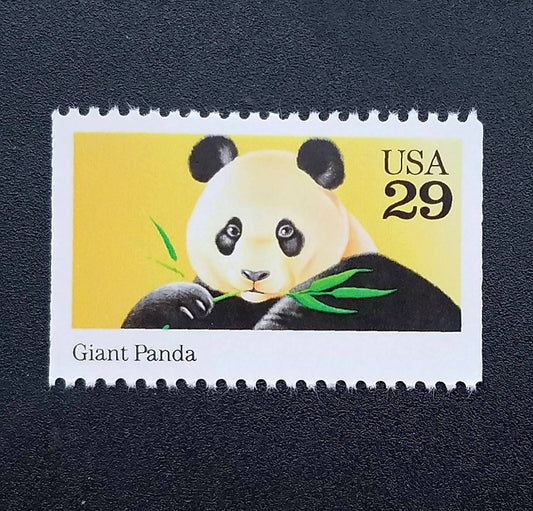 Five (5) stamps with a giant panda - Wild Animal Conservation, 29 cent stamps. Face value 1.45 dollars