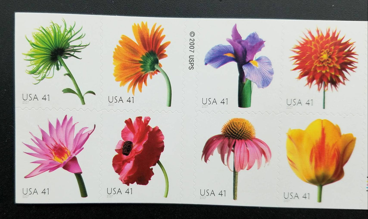 Twenty 20 unused postage stamps - Beautiful Blooms 41c // 41 cent stamps // Face value 8.20