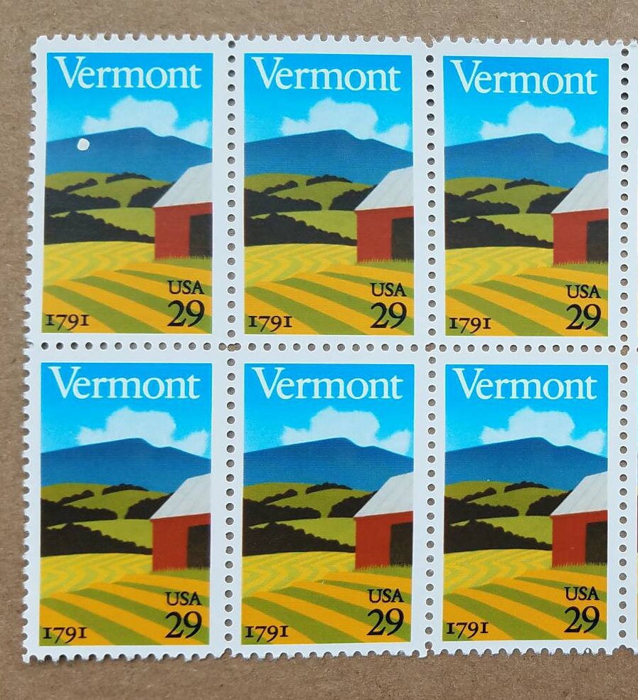 Ten (10) vintage unused postage stamps - Vermont // 29 cent stamps // Face value 2.90