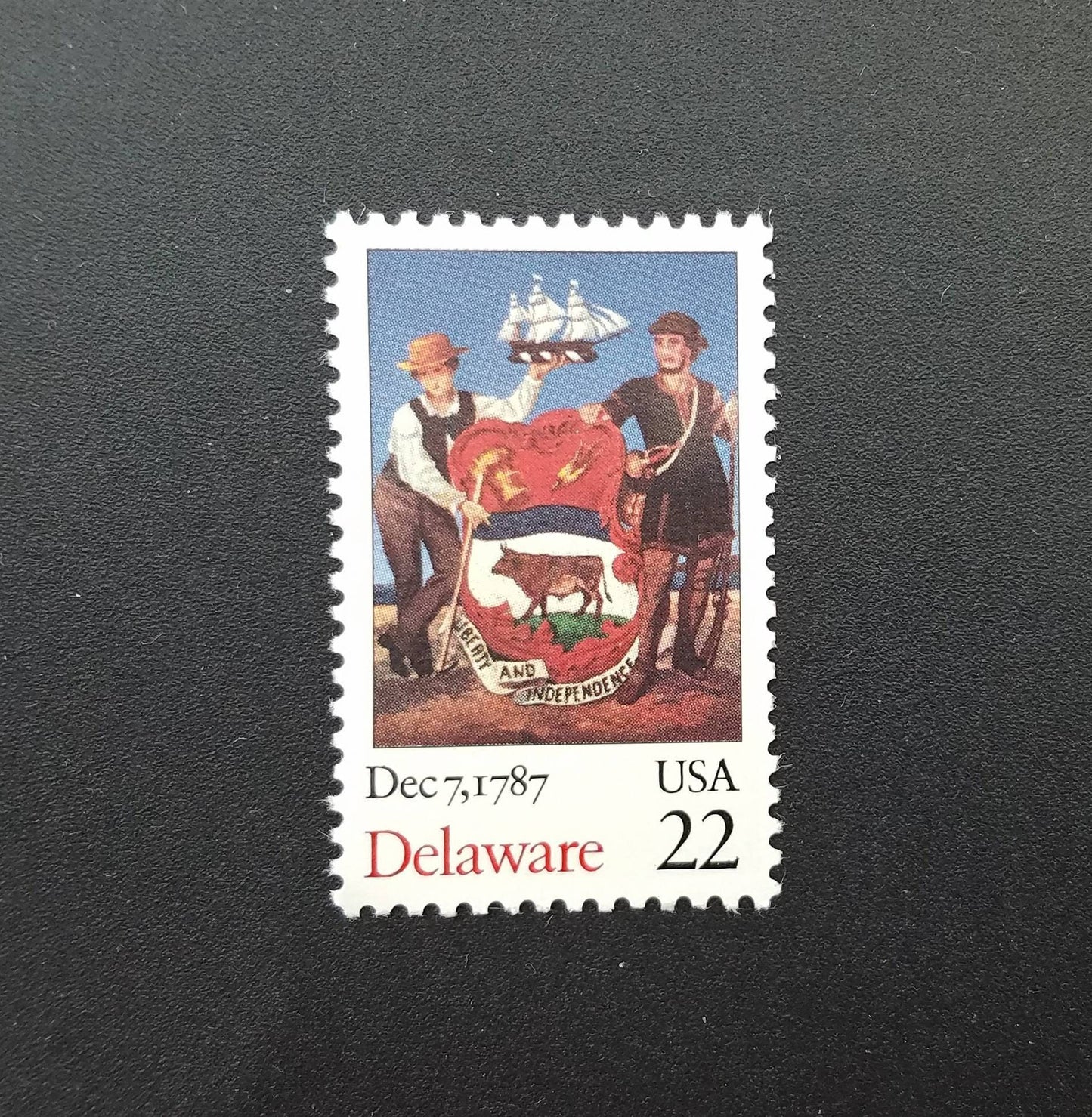 Ten (10) vintage unused postage stamps - Delaware bicentennial // 22 cent stamps // Face value 2.20