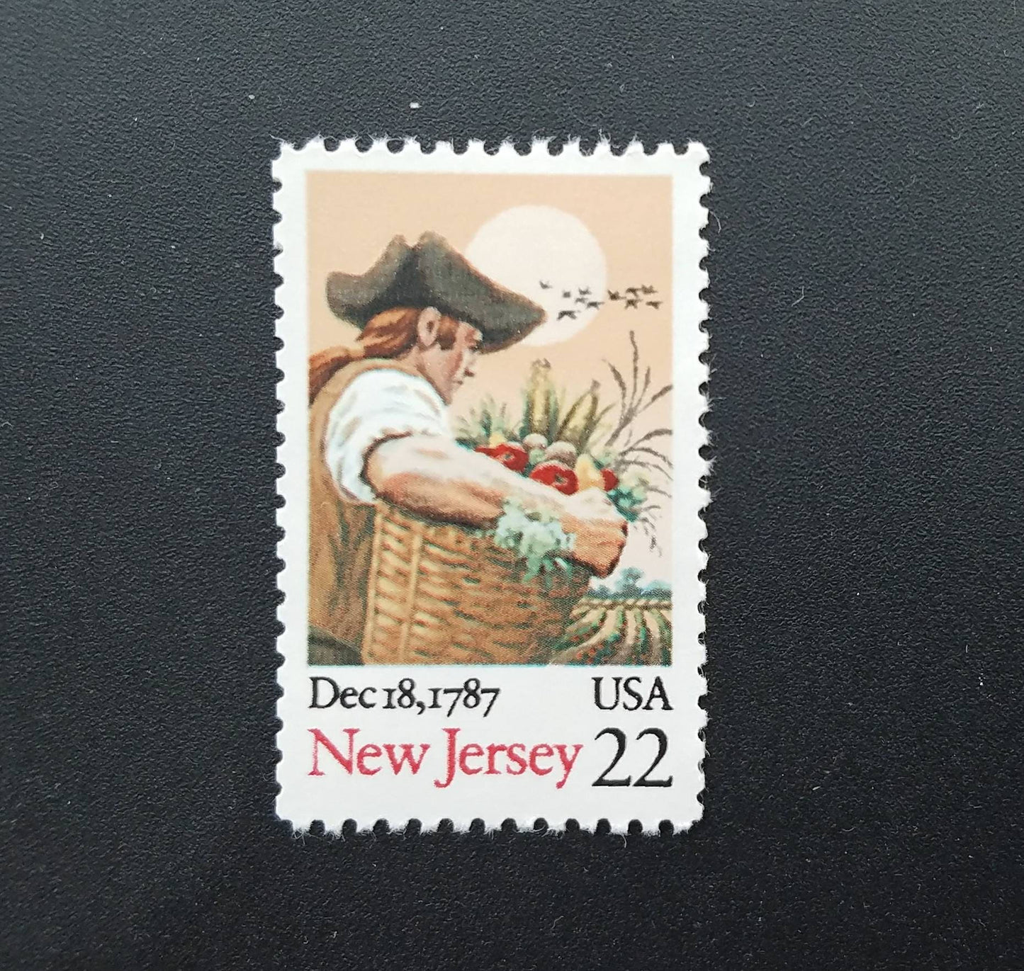 Ten (10) vintage unused postage stamps - New Jersey, constitution bicentennial // 22 cent stamps // Face value 2.20