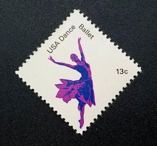 Five (5) vintage unused postage stamps - Ballet // 13 cent stamps // Face value 0.65