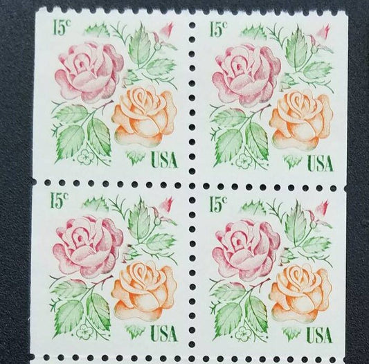 Five 5 Roses 15c stamps // vintage unused 15 cent postage stamps // Face value 0.75