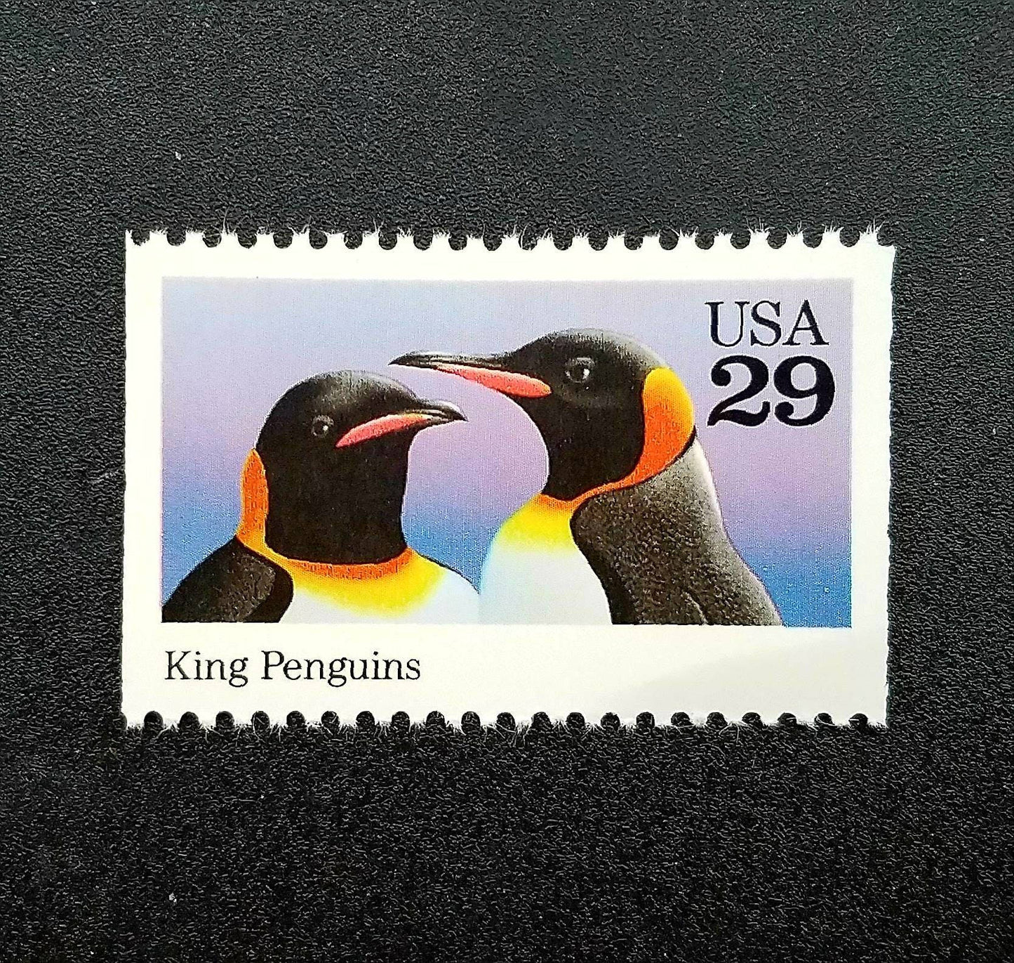 Five (5) stamps with a King Penguin - Wild Animal Conservation, 29 cent stamps. Face value 1.45 dollars