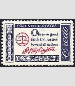 Five (5) vintage unused postage stamps - American credo, Washington's farewell address // 4 cent stamps // Face value 0.20