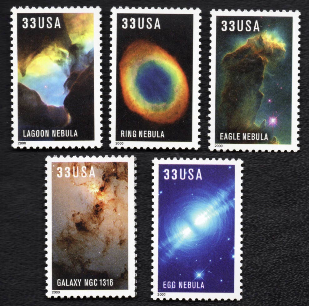 Twenty (20) vintage unused postage stamps // Images from the Hubble Space Telescope (sheet) // 33 cent stamps // Face value 6.60