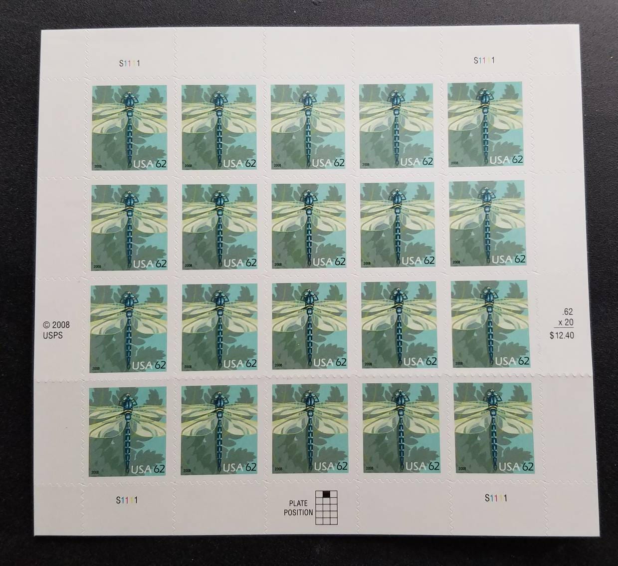 One (1) unused postage stamp - Dragonfly // 62 cent stamp