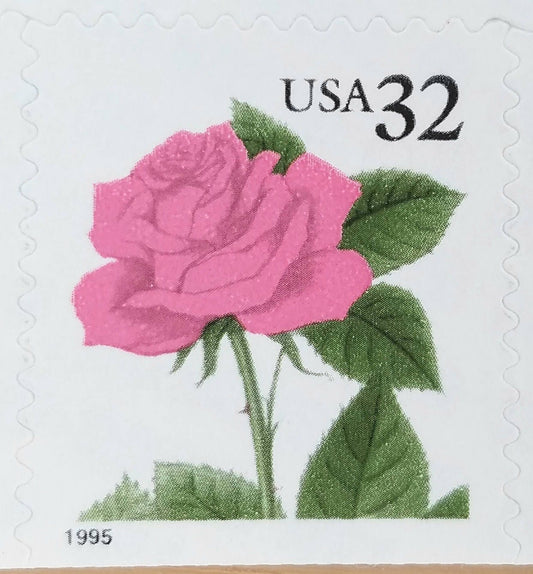 Ten (10) unused postage stamps - Pink rose // 32 cent stamps // Face value 3.20