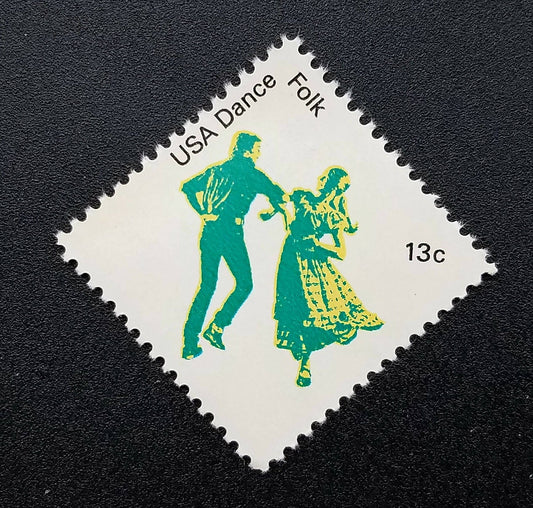 Five (5) vintage unused postage stamps - Folk dance // 13 cent stamps // Face value 0.65