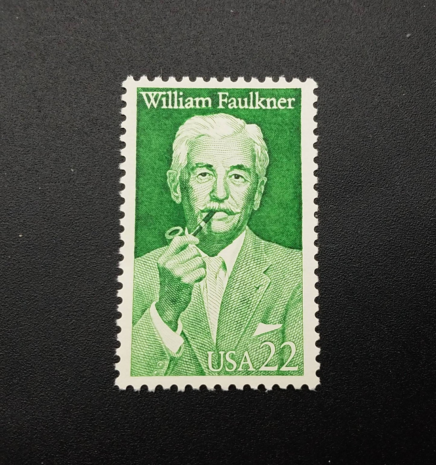 Five (5) vintage unused postage stamps - William Faulkner // 22 cent stamps // Face value 1.10