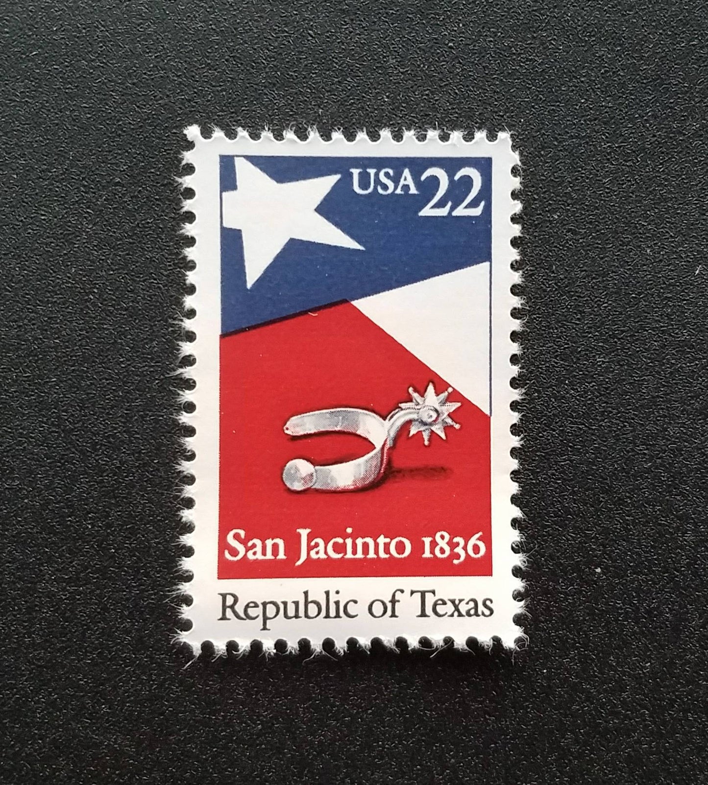 Five (5) vintage unused postage stamps - Republic of Texas // 22 cent stamps // Face value 1.10