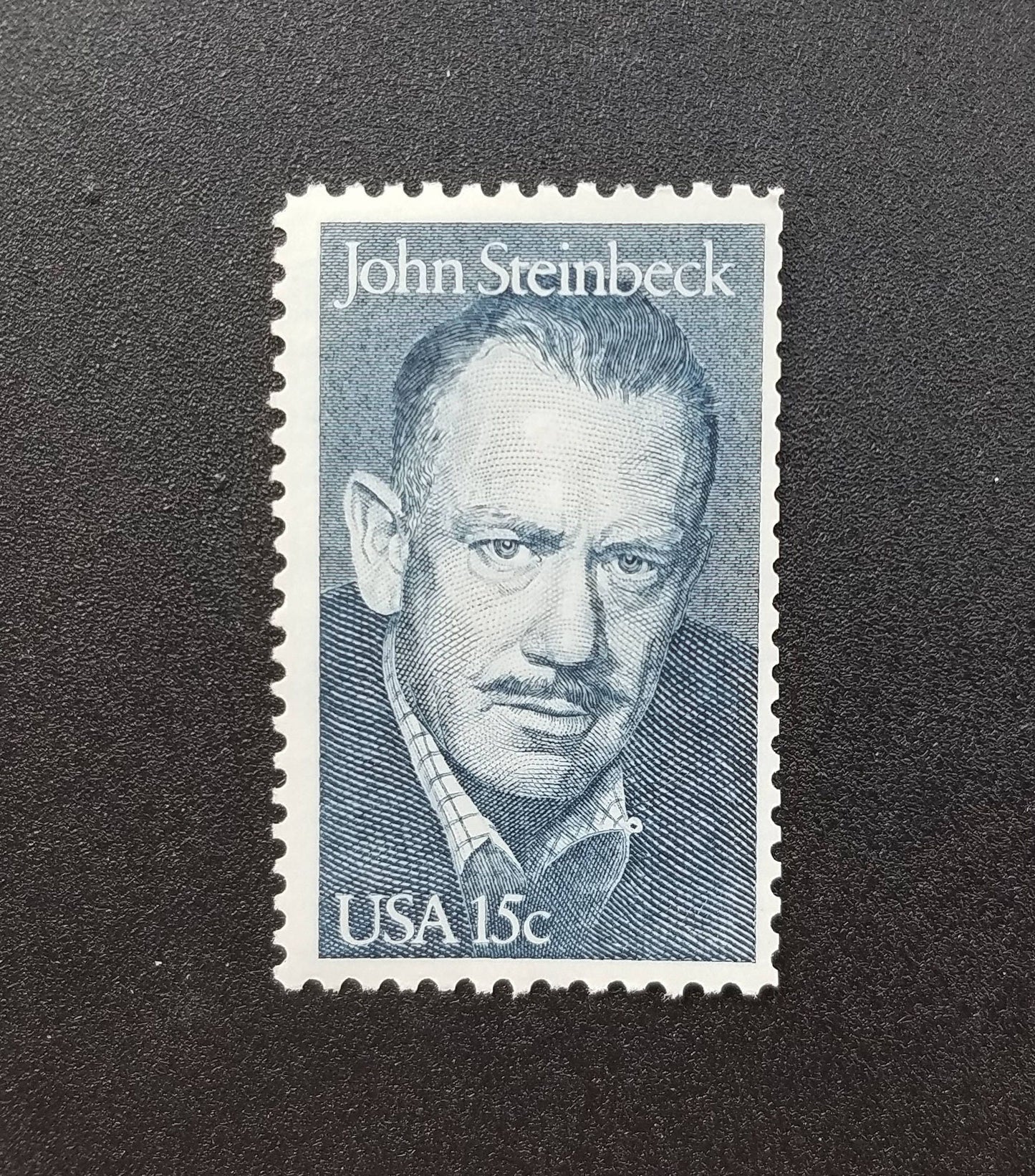 Five (5) vintage unused postage stamps - John Steinbeck // 15 cent stamps // Face value 0.75