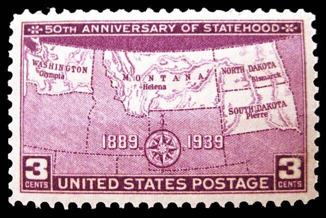 Five (5) vintage postage stamps - 50th anniversary of statehood of four states // 3 cent stamps