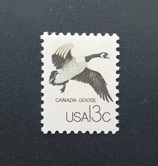 Five (5) vintage unused postage stamps - Canadian wildlife: Canada goose // 13 cent stamps // Face value 0.65