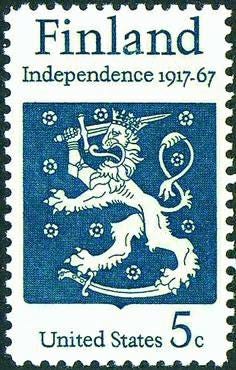 Five (5) vintage unused postage stamps - Finland, independence // 5 cent stamps