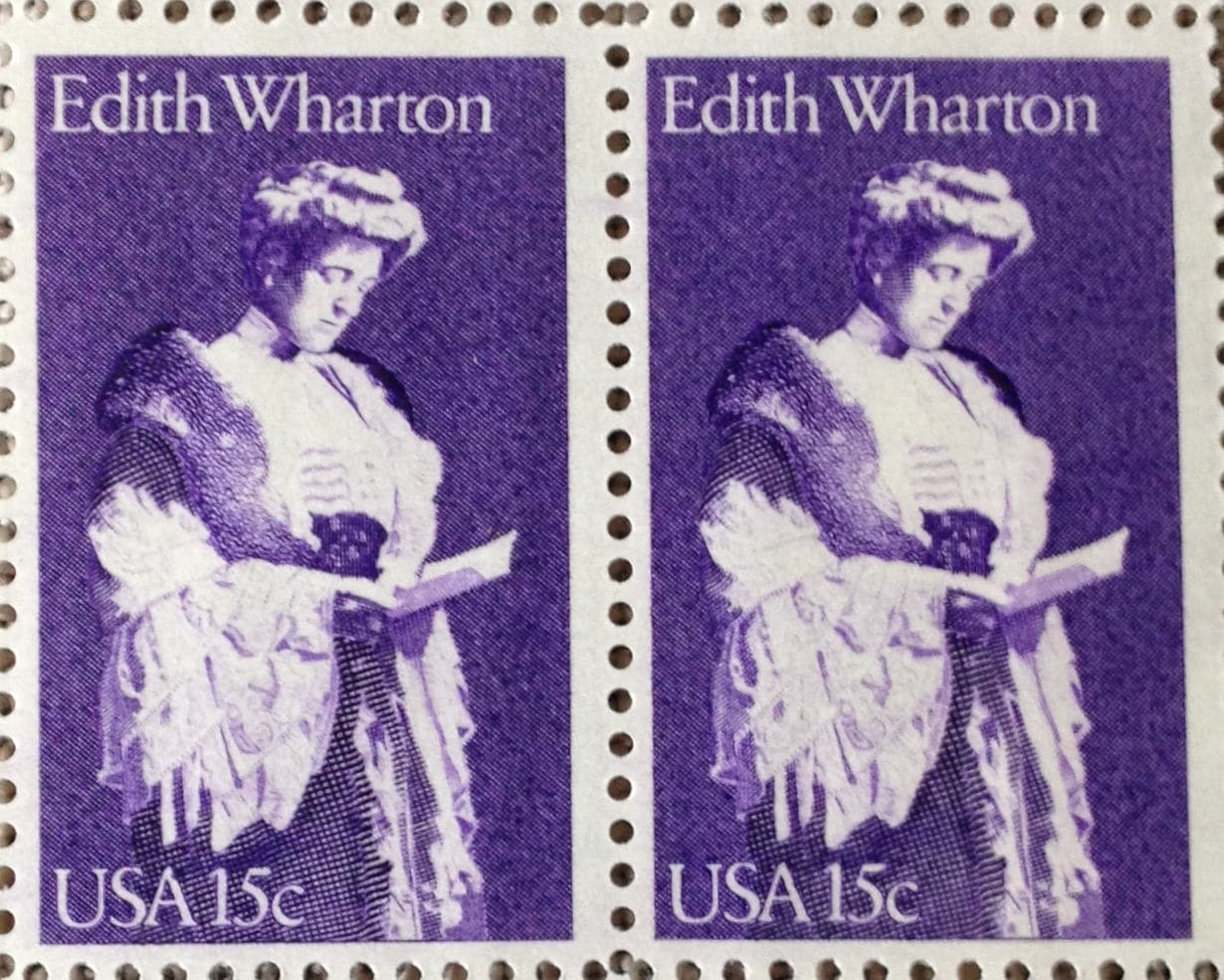 Five (5) vintage unused postage stamps - Edith Wharton // 15 cent stamps // Face value 0.75