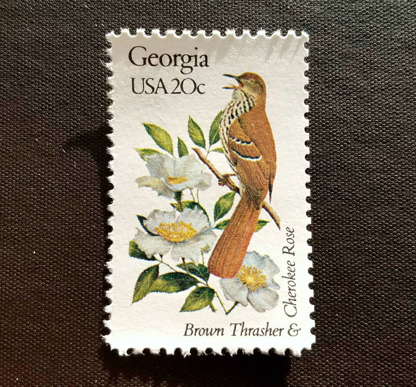 Five (5) vintage unused postage stamps - Georgia state bird and flower // 20 cent stamps // Face value 1.00