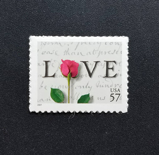 Five (5) unused postage stamps - Love letter & roses // 57 cent stamps // face value 2.85