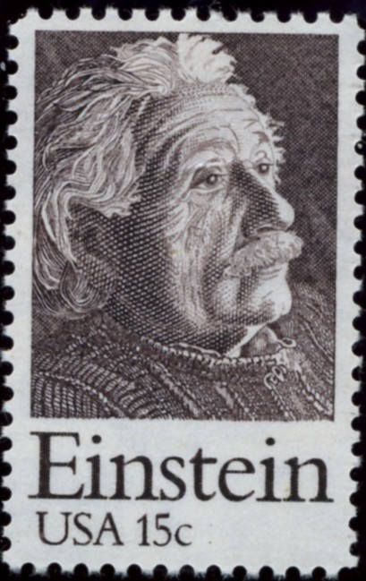 Five (5) vintage unused postage stamps - Einstein // 15 cent stamps // Face value 0.75