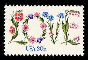 Five (5) Love Flower / Flowers 20c // vintage unused postage stamps // 20 cent stamps // Face value 1.00