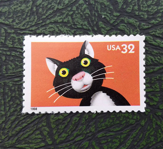 Five (5) unused postage stamps - Bright eyes: pet cat // 32 cent stamps // Face 1.60