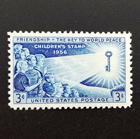 Five (5) vintage unused postage stamps - Children's stamp, friendship // 3 cent stamps // face value 0.15