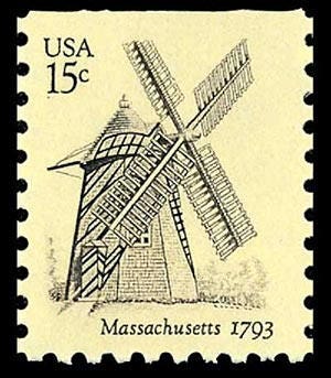 Ten (10) vintage unused postage stamps - Windmills (5 designs) // 15 cent stamps // Face value 1.50