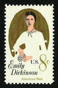 Five (5) vintage unused postage stamps - Emily Dickinson // 8 cent stamps // Face value 0.40