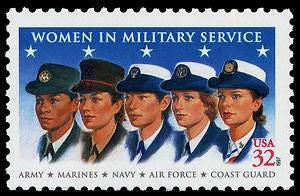 Five (5) vintage unused postage stamps - Women in military service // 32 cent stamps // face value 1.60