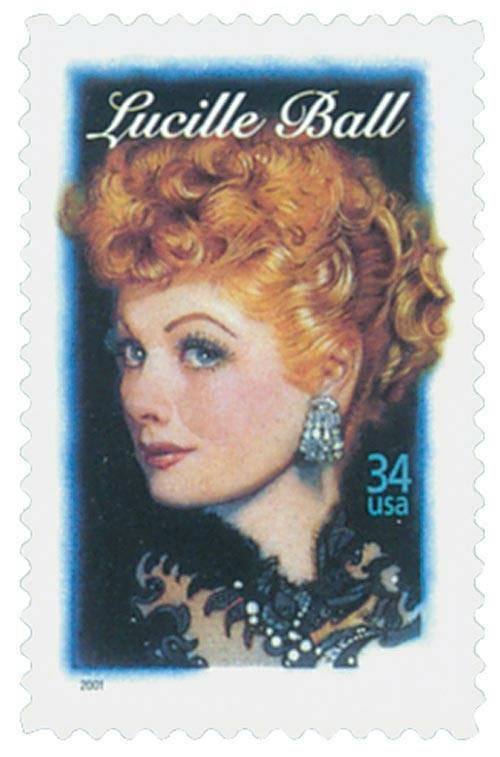 Five (5) vintage unused postage stamps - Lucille Ball // 34 cent stamps // Face value 1.70