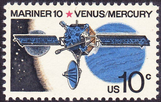 Five (5) vintage unused postage stamps - Mariner 10 - Venus/Mercury // 10 cent stamps // Face value 0.50