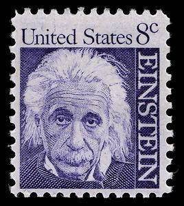 Five (5) vintage unused postage stamps - Einstein // 8 cent stamps // Face value 0.40