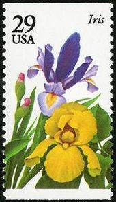 Five (5) vintage unused postage stamps - Iris, spring garden flowers // 29 cent stamp booklets // Face value 1.45