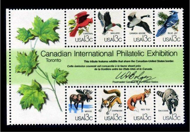 Eight (8) vintage unused postage stamps - "Canadian wildlife" USPS stamps // 13 cent stamps // Face value 1.04