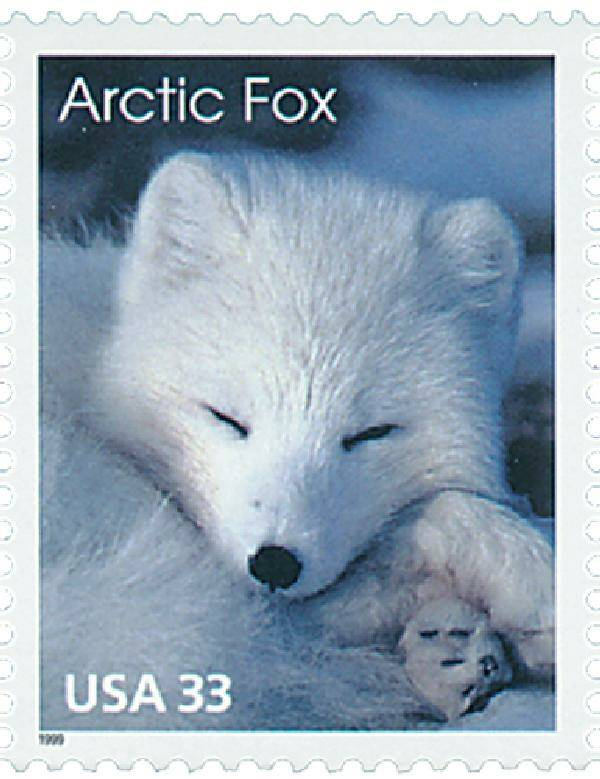 Five (5) unused postage stamps - Arctic fox // 33 cent stamps // Face value 1.65